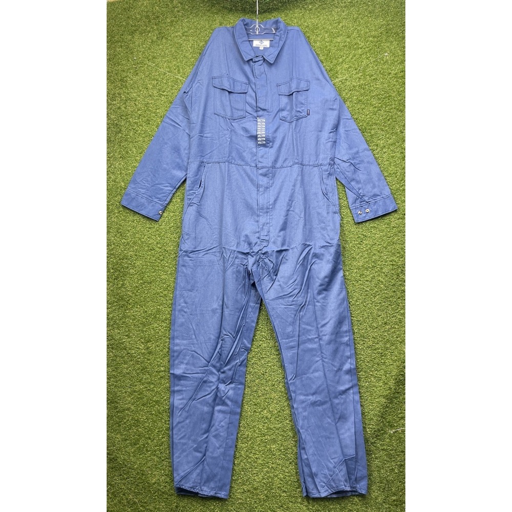 National Safety FR Coveralls Mens Large Tall 30" Blue Canvas Mechanic Work NWT